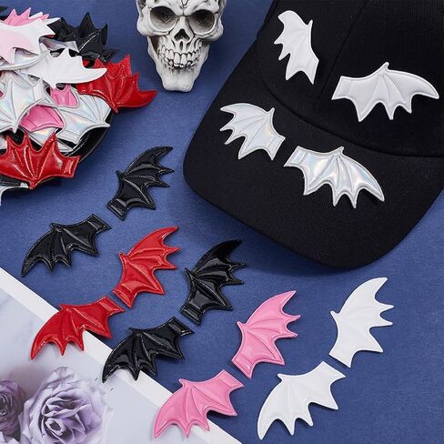 80PCS Mini Halloween Devil Wings Ornament PU Leather Spooky Bat Wing Hairpins Decoration Accessories Embellishment DIY Crafts for Head Hair Clips Clothes Shoes(40 Pairs 5 Colors) in Saudi Arabia