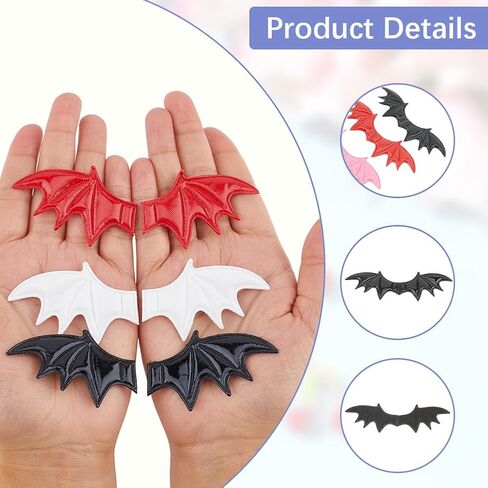 80PCS Mini Halloween Devil Wings Ornament PU Leather Spooky Bat Wing Hairpins Decoration Accessories Embellishment DIY Crafts for Head Hair Clips Clothes Shoes(40 Pairs 5 Colors) in Saudi Arabia