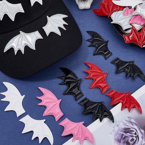 80PCS Mini Halloween Devil Wings Ornament PU Leather Spooky Bat Wing Hairpins Decoration Accessories Embellishment DIY Crafts for Head Hair Clips Clothes Shoes(40 Pairs 5 Colors) in Saudi Arabia