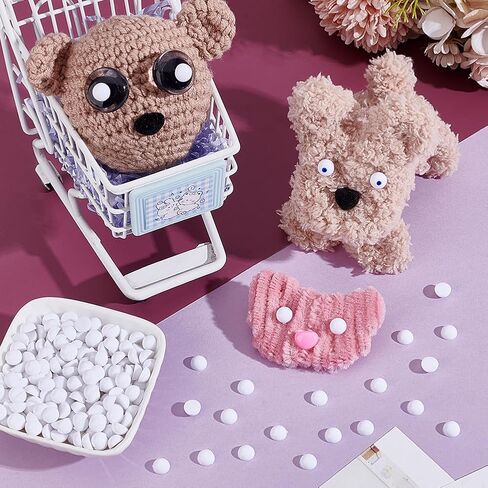 PH PandaHall 300pcs Eyes Cabochons, 8mm White Flatback Animal Eyes Flat Round Craft Eye Cabochon Craft Resin Dome Button for Stuffed Animal Amigurumi Bear Teddy Puppet Cat Making Scrapbooking Projects in Saudi Arabia