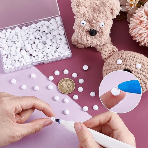 PH PandaHall 300pcs Eyes Cabochons, 8mm White Flatback Animal Eyes Flat Round Craft Eye Cabochon Craft Resin Dome Button for Stuffed Animal Amigurumi Bear Teddy Puppet Cat Making Scrapbooking Projects in Saudi Arabia