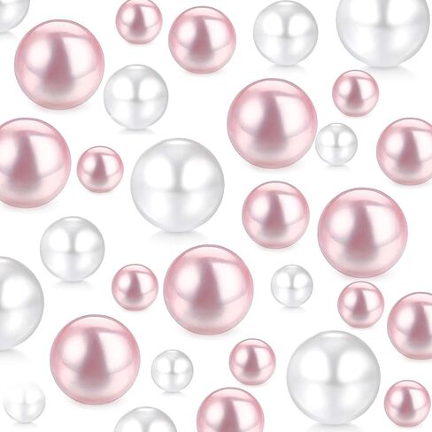 230 Pieces Floating Pearls for Vases Filler, 20/14/10mm Pearl Beads No Hole Faux Pink and White Beads for Vase Centerpieces Home Table Party Decor in Kuwait