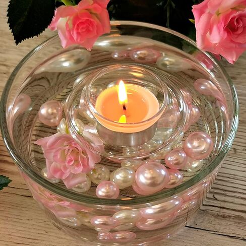 230 Pieces Floating Pearls for Vases Filler, 20/14/10mm Pearl Beads No Hole Faux Pink and White Beads for Vase Centerpieces Home Table Party Decor in Kuwait