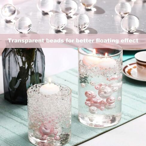 230 Pieces Floating Pearls for Vases Filler, 20/14/10mm Pearl Beads No Hole Faux Pink and White Beads for Vase Centerpieces Home Table Party Decor in Kuwait