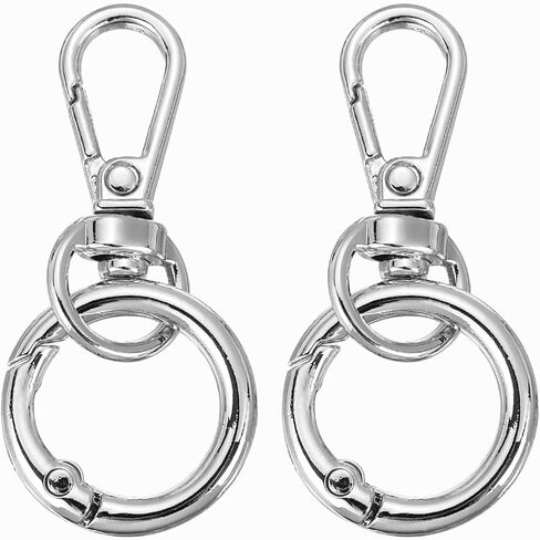 PATIKIL 1.8" Swivel Snap Hooks with Key Rings, 2Pcs Double Opening Metal Lobster Swivel Clasp Clip with O Ring for DIY Crafts Lanyard Making, Gold Tone/Silver Tone in Saudi Arabia
