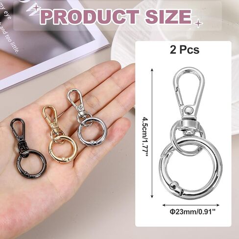 PATIKIL 1.8" Swivel Snap Hooks with Key Rings, 2Pcs Double Opening Metal Lobster Swivel Clasp Clip with O Ring for DIY Crafts Lanyard Making, Gold Tone/Silver Tone in Saudi Arabia