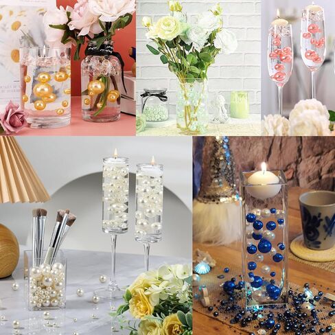 230 Pieces Floating Pearls for Vases Filler, 20/14/10mm Pearl Beads No Hole Faux Pink and White Beads for Vase Centerpieces Home Table Party Decor in Kuwait