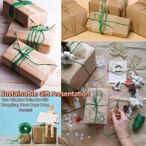 1312.336 Feet 2mm Green Jute Twine String - 3 Ply Natural Garden Twine for Plants, Crafts, Gift Wrapping, Packing - Heavy Duty Plant Ties for Tomatoes, Climbing Plants, DIY Projects (4 Pack) in Saudi Arabia