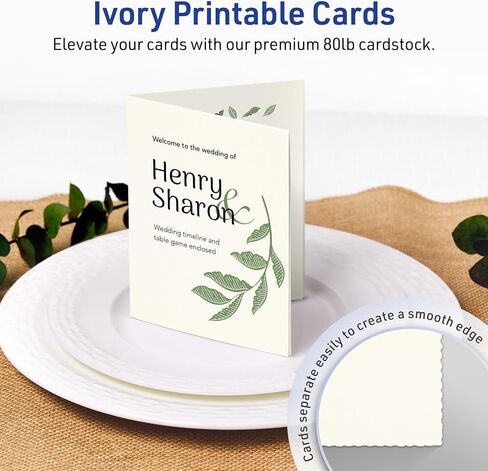 Avery Printable Rectangle Quarter Fold Greeting Cards, 4.25" x 5.5", Matte Ivory Cardstock, Laser/Inkjet, 50 Total, Great for Thank You Cards, Event Invitations, and More in Saudi Arabia