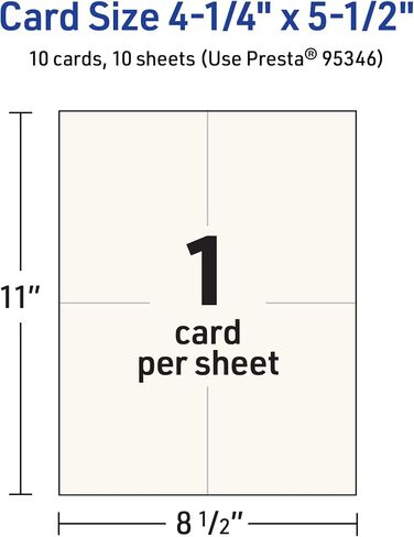 Avery Printable Rectangle Quarter Fold Greeting Cards, 4.25" x 5.5", Matte Ivory Cardstock, Laser/Inkjet, 50 Total, Great for Thank You Cards, Event Invitations, and More in Saudi Arabia