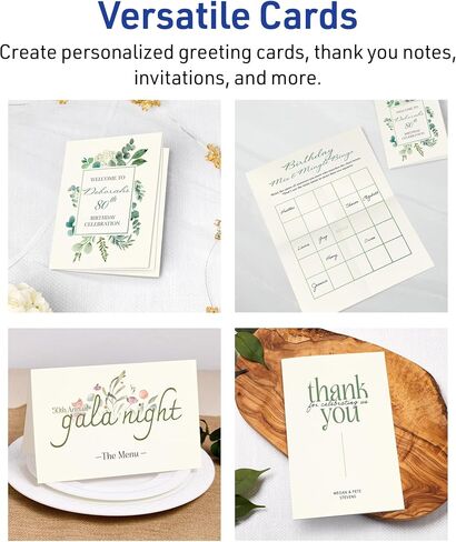 Avery Printable Rectangle Quarter Fold Greeting Cards, 4.25" x 5.5", Matte Ivory Cardstock, Laser/Inkjet, 50 Total, Great for Thank You Cards, Event Invitations, and More in Saudi Arabia