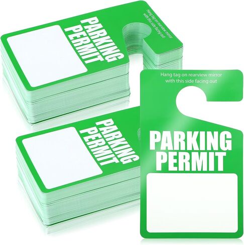 100 Pack Parking Permit Hang Tags Plastic Parking Placards PVC Hang Tag 3 x 5 Inch for Car Rear View Mirror (Green) in Saudi Arabia