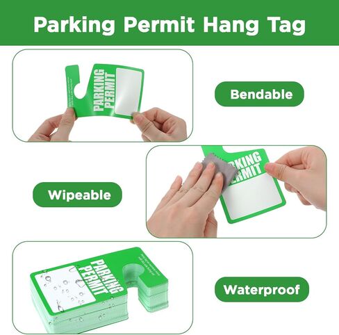 100 Pack Parking Permit Hang Tags Plastic Parking Placards PVC Hang Tag 3 x 5 Inch for Car Rear View Mirror (Green) in Saudi Arabia