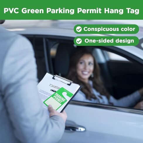 100 Pack Parking Permit Hang Tags Plastic Parking Placards PVC Hang Tag 3 x 5 Inch for Car Rear View Mirror (Green) in Saudi Arabia
