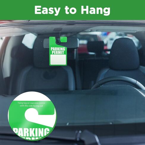 100 Pack Parking Permit Hang Tags Plastic Parking Placards PVC Hang Tag 3 x 5 Inch for Car Rear View Mirror (Green) in Saudi Arabia