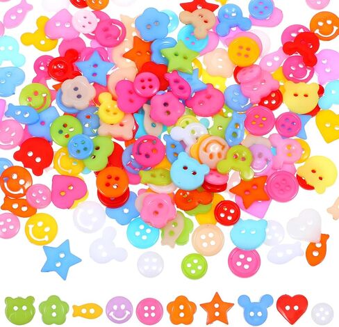 أزرار حرفية 200 مساءً ، زر ملون لـ Craft Round Heart Star Flower Flower Flats for DIY Crafts Handmade Ornament Fradons Haptoners for Scrapbooking Gifts in Saudi Arabia