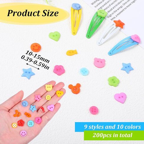 أزرار حرفية 200 مساءً ، زر ملون لـ Craft Round Heart Star Flower Flower Flats for DIY Crafts Handmade Ornament Fradons Haptoners for Scrapbooking Gifts in Saudi Arabia