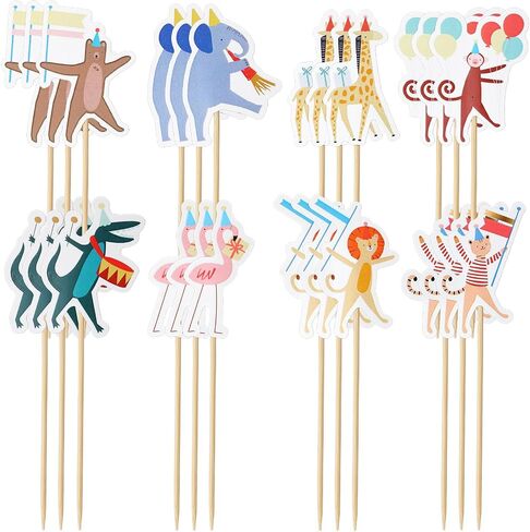 24 Pcs Animal Parade Cupcake Toppers Safari Cupcake Picks Woodland Jungle Cake Decorations for Jungle Theme Baby Shower Zoo Wild Animal Birthday Party Supplies in Saudi Arabia
