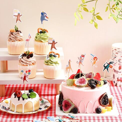 24 Pcs Animal Parade Cupcake Toppers Safari Cupcake Picks Woodland Jungle Cake Decorations for Jungle Theme Baby Shower Zoo Wild Animal Birthday Party Supplies in Saudi Arabia