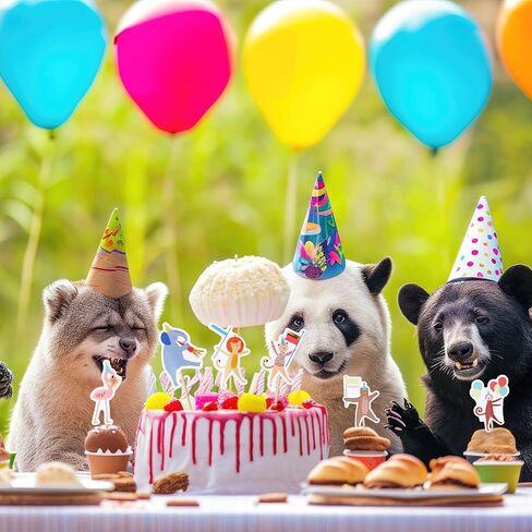 24 Pcs Animal Parade Cupcake Toppers Safari Cupcake Picks Woodland Jungle Cake Decorations for Jungle Theme Baby Shower Zoo Wild Animal Birthday Party Supplies in Saudi Arabia