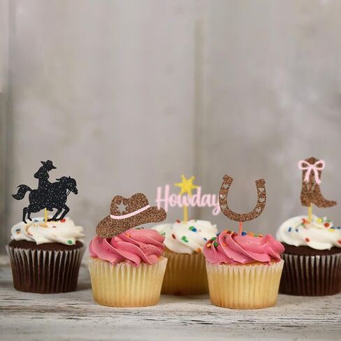 Cowgirl Birthday Cupcake Topcake Toppers Rodeo Howdy Decoration Western Party Supplies Girl in Kuwait