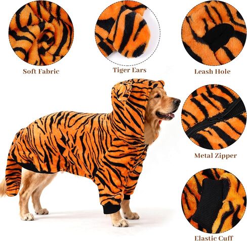 Dog Halloween Tiger Costume Pet Funny Cosplay Clothes Dog Hoodies Sweaters Cat Coat Warm Winter Sweaters Outfits for Small Medium (Large) in Saudi Arabia