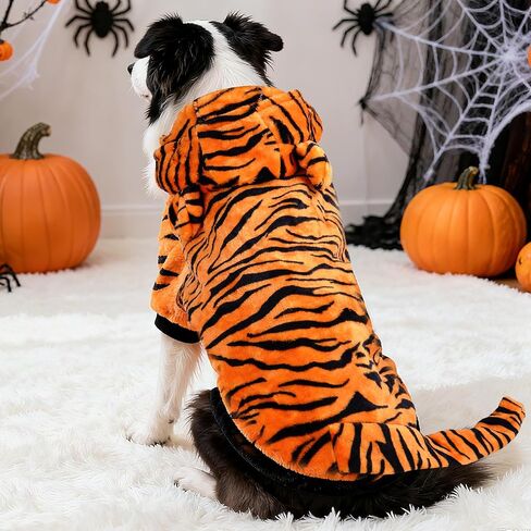 Dog Halloween Tiger Costume Pet Funny Cosplay Clothes Dog Hoodies Sweaters Cat Coat Warm Winter Sweaters Outfits for Small Medium (Large) in Saudi Arabia