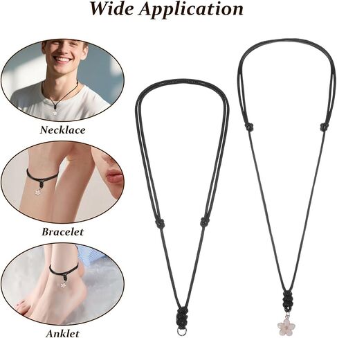 15 PCS Vintage Necklace Cord Black Leather Rope Knotted Handmade Craft Choker Adjustable Double Knotted Necklaces String Rope Chain Choker with Metal Ring for Men Women Hanging Pendants Jewelry Making in Saudi Arabia