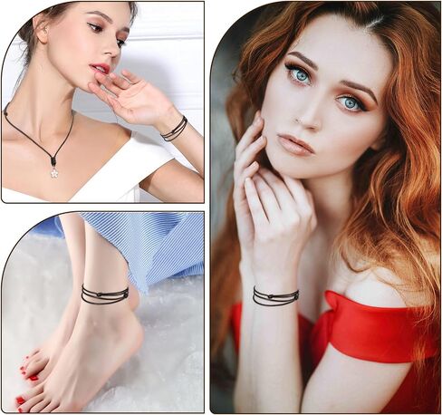 15 PCS Vintage Necklace Cord Black Leather Rope Knotted Handmade Craft Choker Adjustable Double Knotted Necklaces String Rope Chain Choker with Metal Ring for Men Women Hanging Pendants Jewelry Making in Saudi Arabia