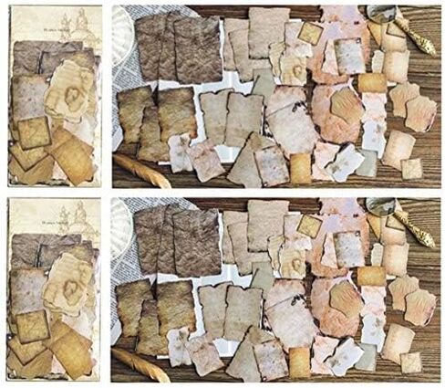 90 PCS Aged Paper Stickers Antique Looking in Vintage Paper Classic Design with Old Fashion Faux Parchment Paper Looking-Vintage Writing Paper Stickers for Scrapbook Junk Journal Supplies in Kuwait