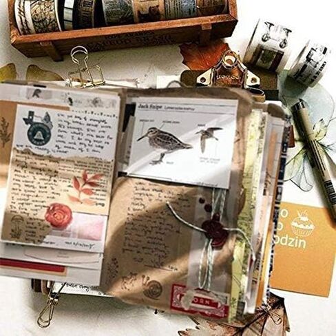 90 PCS Aged Paper Stickers Antique Looking in Vintage Paper Classic Design with Old Fashion Faux Parchment Paper Looking-Vintage Writing Paper Stickers for Scrapbook Junk Journal Supplies in Kuwait