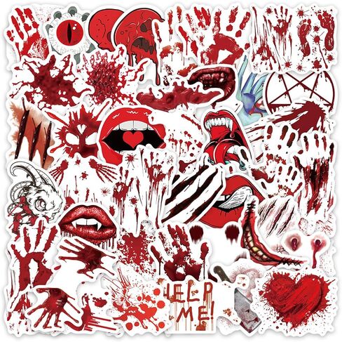 482pcs ملصقات عتيقة ملصقات رعب دموي للاصطدام من الهالوين scr.catbooking سريعة أجهزة الكمبيوتر المحمولة التزلج على أجهزة الكمبيوتر المحمولة. in Kuwait