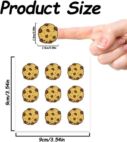 AHANDMAKER 180 Pcs Self-Adhesive Cookie Stickers, 0.98 Inch Cookie Scrapbook Paper, Chocolate Chip Cookie Stickers for Planner Calendar Scrapbook Crafting Party Decor Gift Bag Seal for Party, Yellow in Saudi Arabia