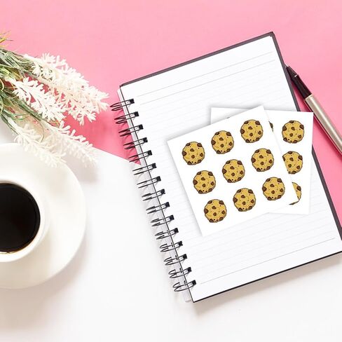 AHANDMAKER 180 Pcs Self-Adhesive Cookie Stickers, 0.98 Inch Cookie Scrapbook Paper, Chocolate Chip Cookie Stickers for Planner Calendar Scrapbook Crafting Party Decor Gift Bag Seal for Party, Yellow in Saudi Arabia