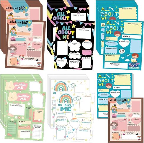 40 PCS All About Me Posters Elementary 11x14 في Star Student Poster Multergarten Multi-Style All About Me Me Mely Star of the Week Poster Chalkboard Smooth Prek spamroom in Saudi Arabia