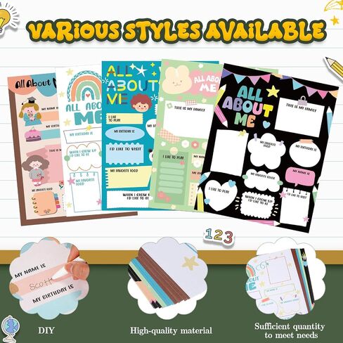 40 PCS All About Me Posters Elementary 11x14 في Star Student Poster Multergarten Multi-Style All About Me Me Mely Star of the Week Poster Chalkboard Smooth Prek spamroom in Saudi Arabia