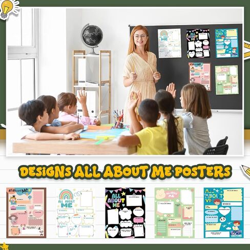 40 PCS All About Me Posters Elementary 11x14 في Star Student Poster Multergarten Multi-Style All About Me Me Mely Star of the Week Poster Chalkboard Smooth Prek spamroom in Saudi Arabia