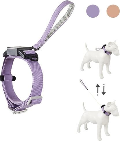 Retractable Dog Leash Collar - 200lb Heavy Duty Kevlar Rope, 5FT Silent Auto-Retraction - one-Piece Design Cotton Padded Adjustable Neck - 2025 - Training Leash for Small/Medium/Large Dogs (Purple, M) in Kuwait