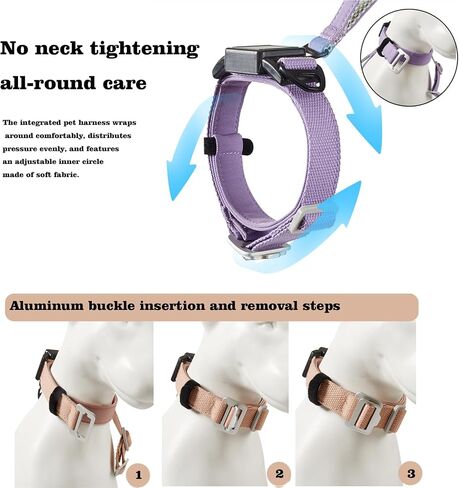 Retractable Dog Leash Collar - 200lb Heavy Duty Kevlar Rope, 5FT Silent Auto-Retraction - one-Piece Design Cotton Padded Adjustable Neck - 2025 - Training Leash for Small/Medium/Large Dogs (Purple, M) in Kuwait