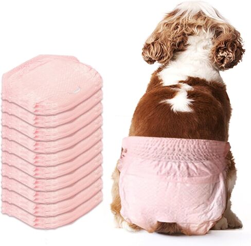 Stretchy Disposable Diapers - 10 Pcs Leak-Proof Pull-ups for Cats & Female Dogs in Heat, Incontinence & Training (S, Pink) in Kuwait