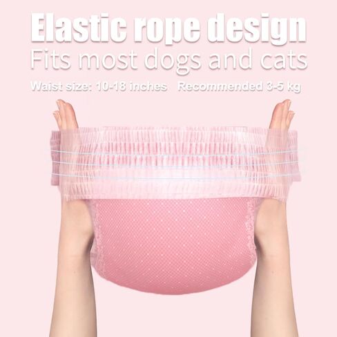 Stretchy Disposable Diapers - 10 Pcs Leak-Proof Pull-ups for Cats & Female Dogs in Heat, Incontinence & Training (S, Pink) in Kuwait