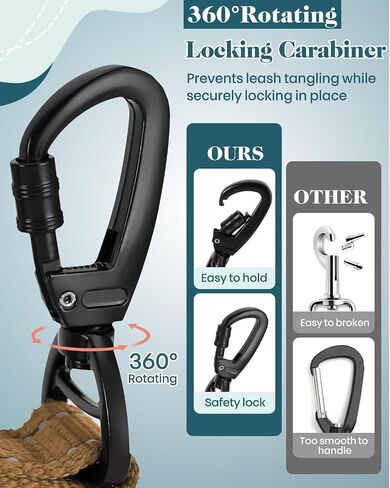 6-8 FT Heavy Duty Dog Leash for Medium Large Dogs, Double Handles Nylon Bungee Dog Leash with Locking Carabiner Clip, Reflective Durable Thick for Walking, Running in Saudi Arabia