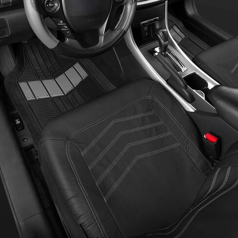 أغطية مقاعد جانبية من جلد البولي يوريثان من Motor Trend MTSC304MTSC688 ComfortPlush (قطعتان أماميتان) ومجموعة أرضية شديدة التحمل (مجموعة سجادة 4 قطع) للسيارات (شاحنة سيدان SUV Minivan) in Saudi Arabia