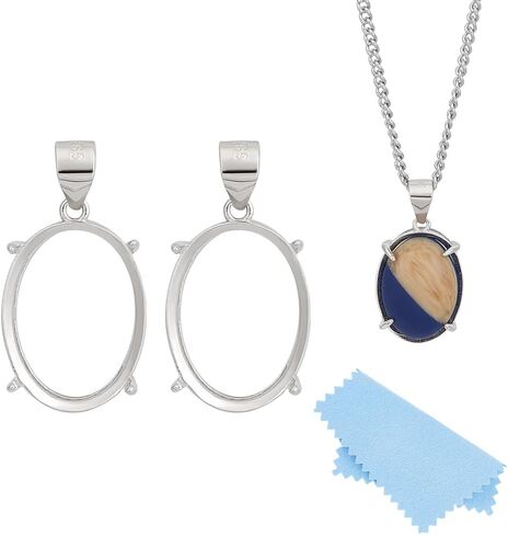 Benecreat 2pcs 925 String Silver Silver Flance Racher ، إعدادات الإطار البيضاوي للمعلقات الفارغة ، وصنع المجوهرات القلادة in Kuwait