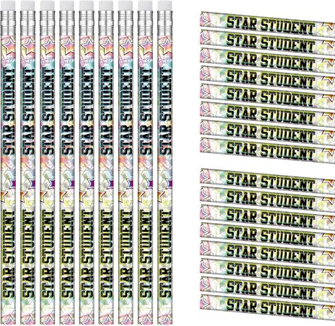 Tenceur 100 Pcs Star Student Motivational Pencils with Erasers Bulk 7.3 Inches Student Incentives Recognition Education Award Prize for Teacher School Classroom Reward Supplies in Saudi Arabia