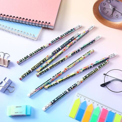Tenceur 100 Pcs Star Student Motivational Pencils with Erasers Bulk 7.3 Inches Student Incentives Recognition Education Award Prize for Teacher School Classroom Reward Supplies in Saudi Arabia