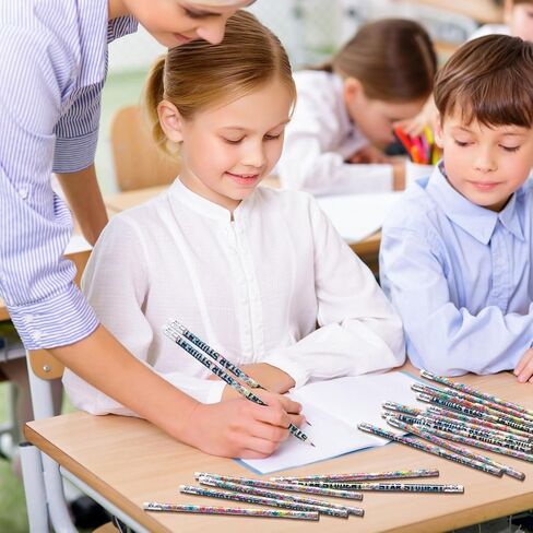 Tenceur 100 Pcs Star Student Motivational Pencils with Erasers Bulk 7.3 Inches Student Incentives Recognition Education Award Prize for Teacher School Classroom Reward Supplies in Saudi Arabia