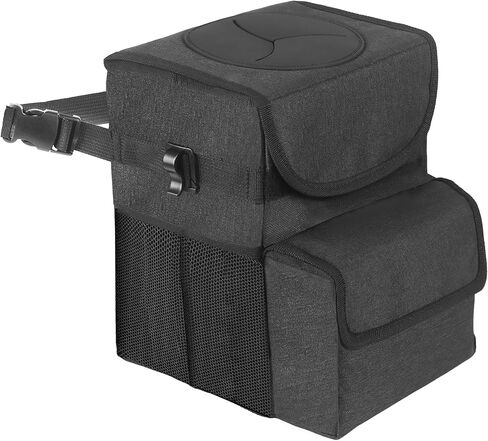 Car Trash Can with Lid and Storage Pockets - 100% Leak-Proof Organizer, Waterproof Garbage Can in Kuwait