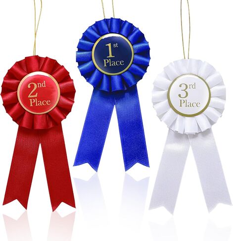 3 PCS Award Dibbons مجموعة وردية ، أول أشرطة المركز الثالث ، جائزة الشريط الثالث الثاني ، الشريط الشرف الأول ، المركز الثالث للاعتراف بالفصول الدراسية ، عرض المواهب ، الأحداث الرياضية (Blue Red White) in Saudi Arabia