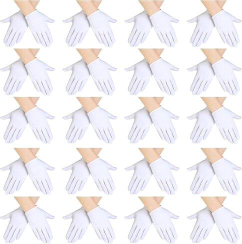 ساتينيات 20 أزواج قفازات بيضاء الأطفال زي Cosplay Cotton Girls Boys Wrist الرسمية لحفلة الهالوين in Saudi Arabia